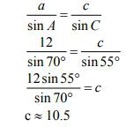 ecuación para hallar el lado c del ejemplo1